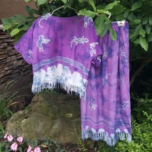 Vintage - Fringe and Tie Dye, Purple Tones, M